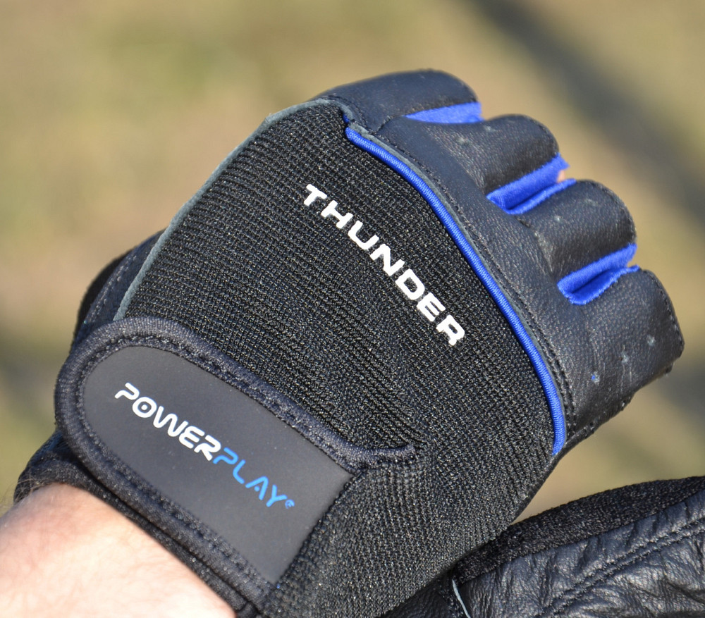 Рукавички для фітнесу PowerPlay 9058 Thunder чорно-сині S Луцьк - фото 8