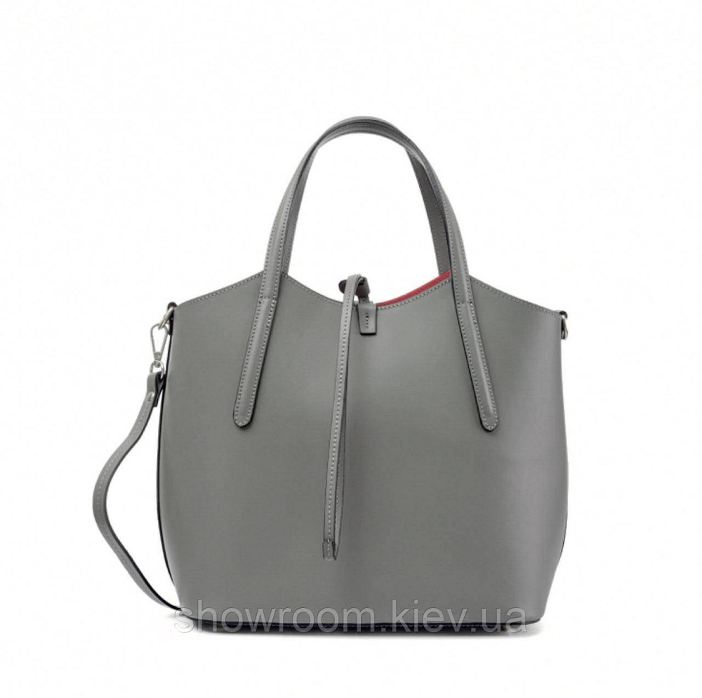 Жіноча сумка-шопер з натуральної шкіри Vera Pelle 421 сіра Київ - фото 1