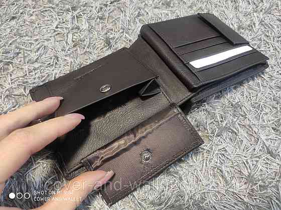 Мужское портмоне из высококачественной кожи коричневого цвета на кнопке Boston Киев