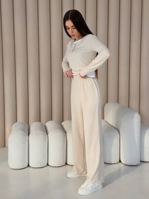 Жіночий костюм 2-ка з двунитки бежевий чорний Одеса - фото 17