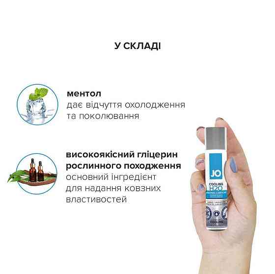Охлаждающая смазка на водной основе JO H2O COOLING (30 мл) с ментолом, растительный глицерин Sex Aura Киев