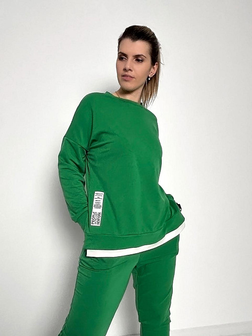 Трикотажний костюм-двійка "Spring" оптом | Батал | Розпродаж моделі Зелений, 54-56 Київ - фото 3