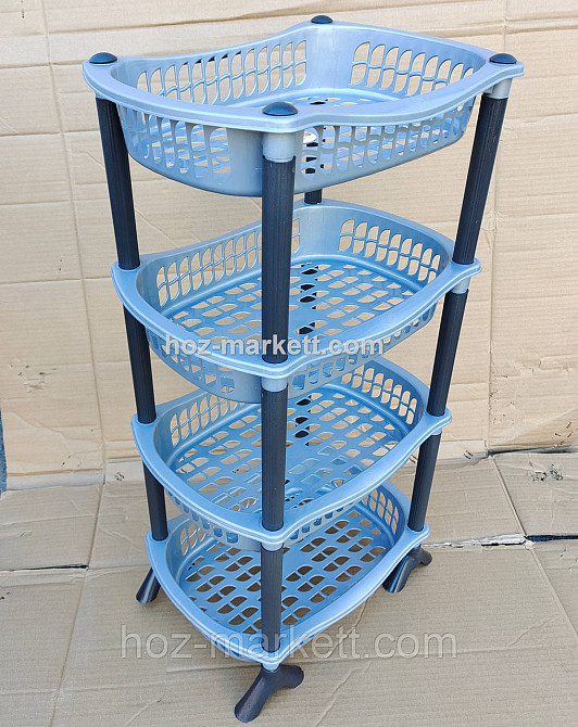 Полиця етажерка пластикова для ванної та кухні сіра Харків - фото 10