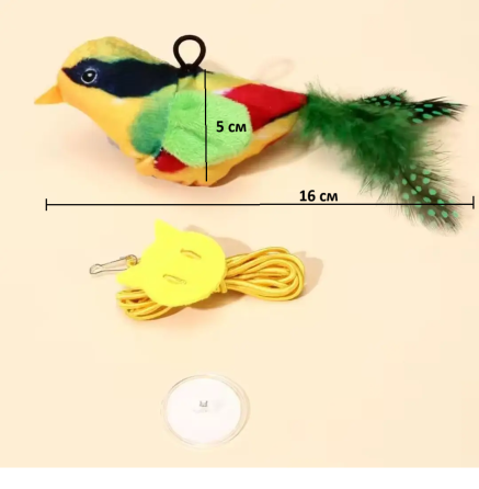 Игрушка дразнилка Птичка пищалка для кота 16 см разноцветный Киев