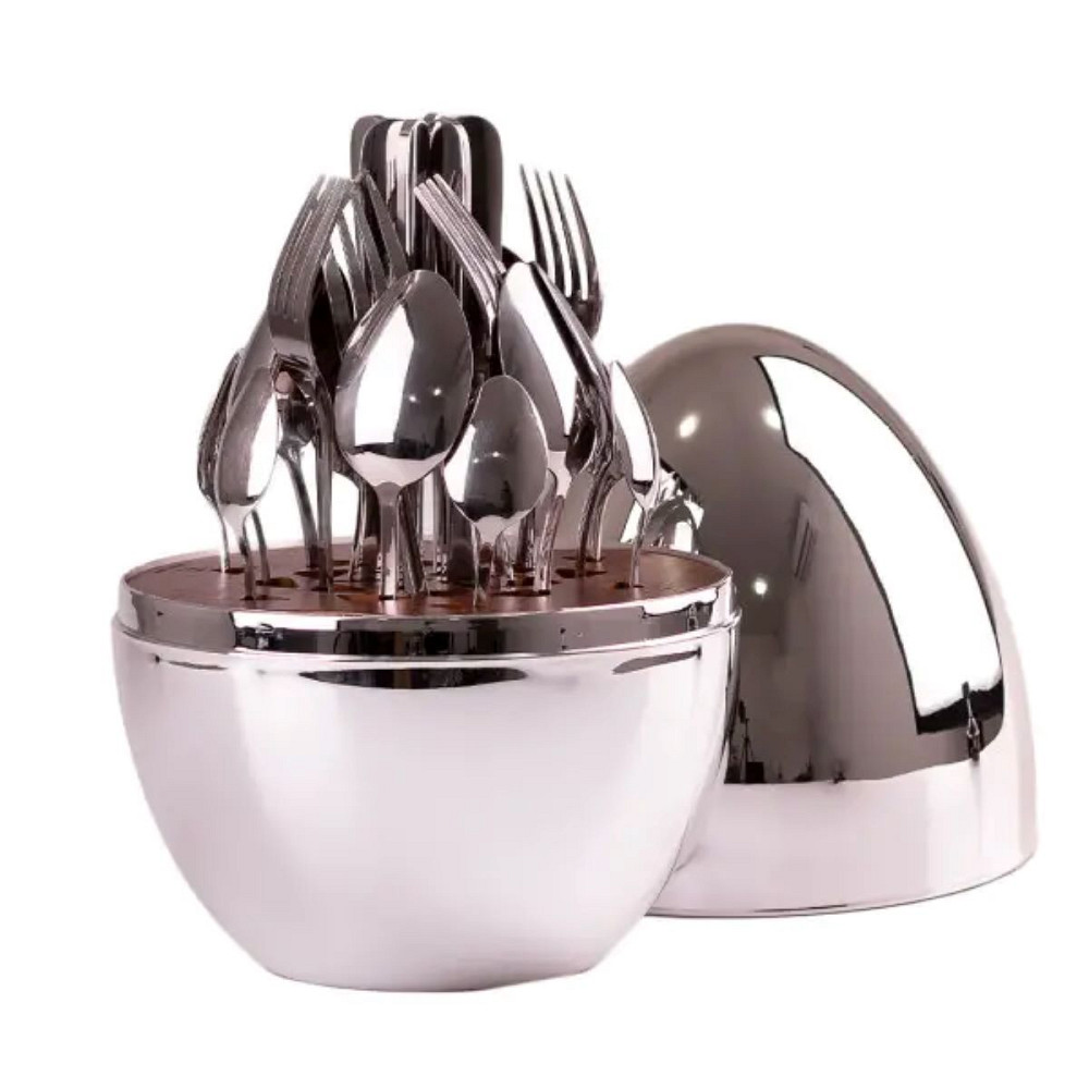 TS Kitchen Набір столових приборів на 6 персон 24 шт з підставкою 29 х 19.5 см срібло HP7881S Коломыя - изображение 1