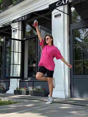 Велосипедки и футболка варенка тай дай оверсайз Малиновый M-L Харьков