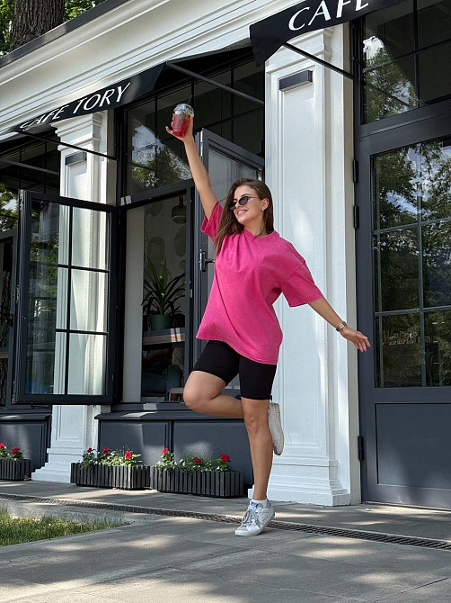 Велосипедки и футболка варенка тай дай оверсайз Малиновый M-L Харьков - изображение 5