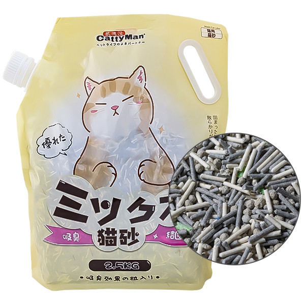 CattyMan Mixed Cat Litter КЕТТИМЕН МИКС ТОФУ БЕНТОНІТ АКТИВОВАНЕ ВУГІЛЛЯ грудкувальний наповнювач для котячого туалету Київ - фото 1