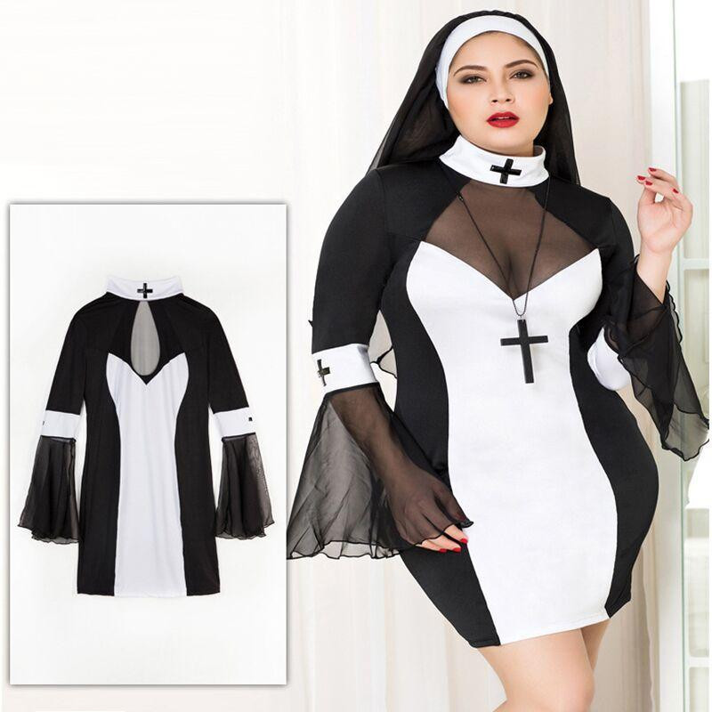 Еротичний костюм черниці JSY «Грішниця Лола» Plus Size Black, сукня, хрест, апостольник Sex Aura Київ - фото 6