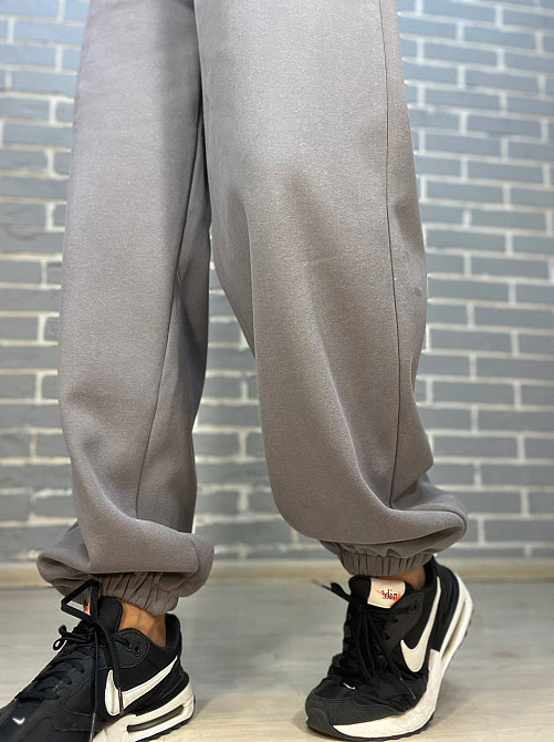 Штани жіночі W 6632 спортивні джоггери утеплені подвійна біла резинка на талії сірі, сірий, M Київ - фото 6