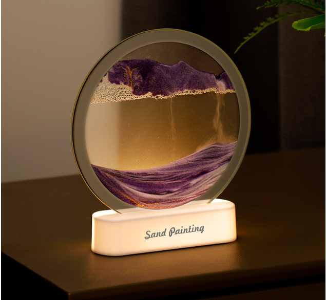Песочная картина, Рамка с кварцевым песком КРУГЛАЯ, ПОДСВЕТКА, рамка для релакса ФИОЛЕТОВАЯ Кременчуг - изображение 2