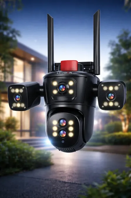 Видеокамера 4G IP66 4G 12mp (JE-190-2) 4 экранные 360-градусные камеры IP-камера четыре объектива Коломыя - изображение 1