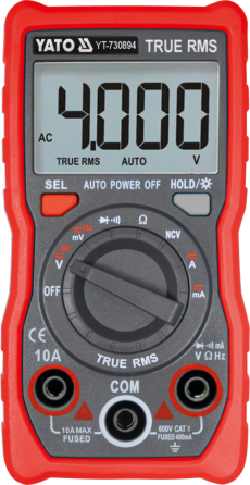 Мультиметр TRUE RMS електричних параметрів YATO з LCD-цифровим діапазоном 4000 від 2х1,5V;AA батар Одеса