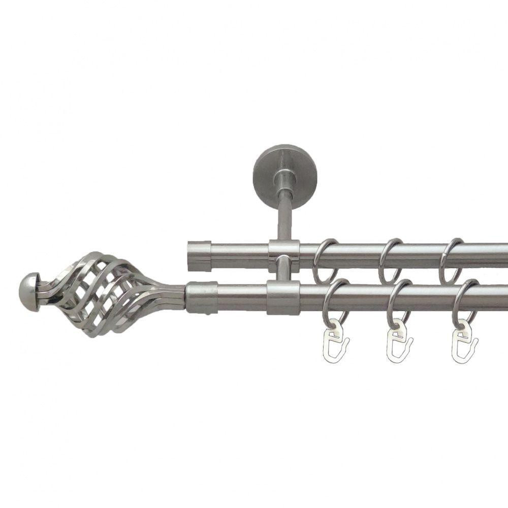 Карниз Orvit Арезо металевий дворядний закритий гладка труба кільце металеве Нержавіюча Сталь 16\16 мм 160 см Львов - изображение 1