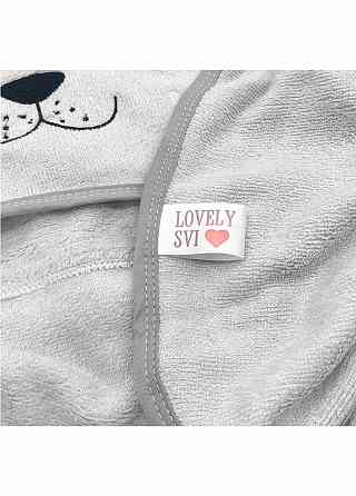 Полотенце  бамбук / махра Lovely Svi детское с капюшоном для ванной, басейну, пляжу - 70 х100 см Серый Зайчик Киев