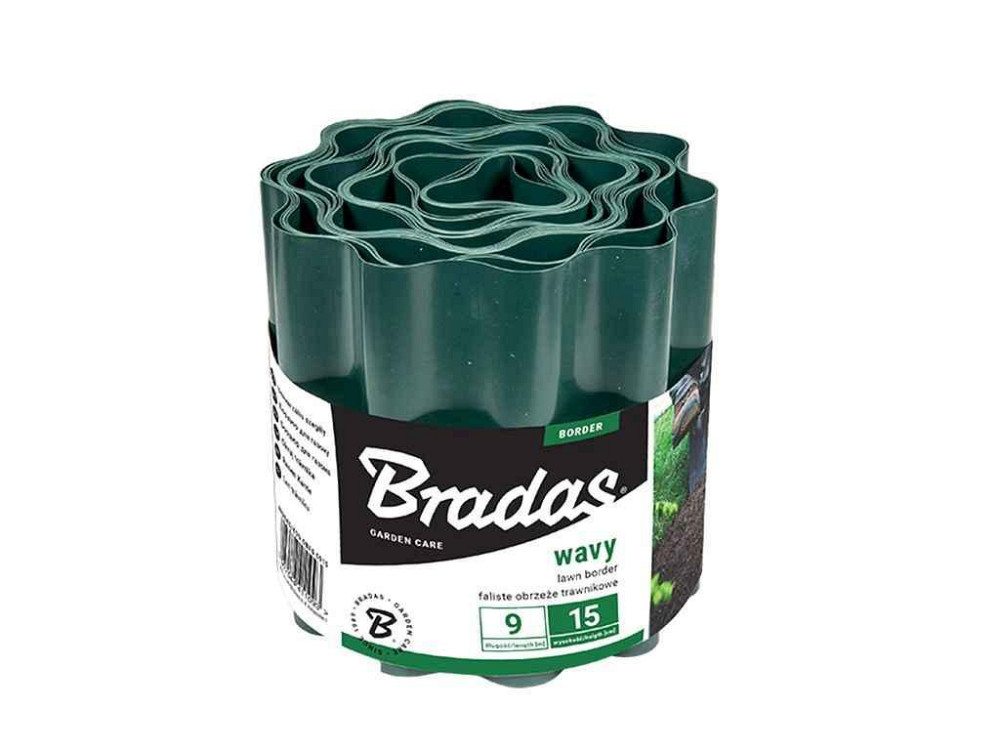 Бордюр газонный пластик волнистый 9мх20см зеленый, OBFG 0920 ТМ BRADAS Киев - изображение 1