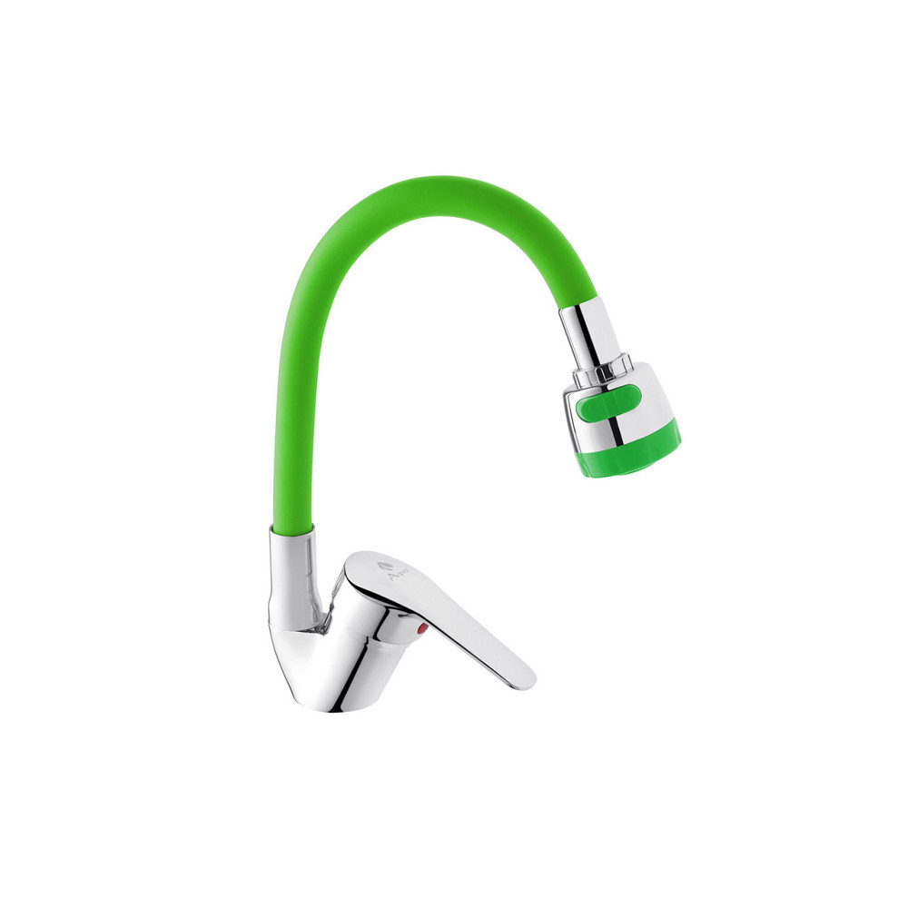 Смеситель для кухни Agua Sevilla гибкий - C039VRD хром/зеленый Киев - изображение 1