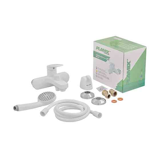Змішувач для ванни Plamix Lucas-009 EURO SET White з шлангом, лійкою та кронштейном   ( PM0708 ) 38938 Харків