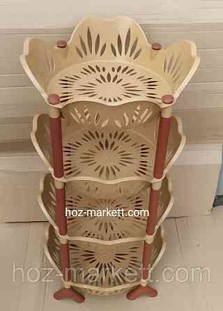 Полка этажерка пластиковая для ванны и кухни бежевая круглая Харьков