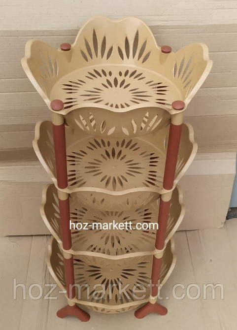 Полка этажерка пластиковая для ванны и кухни бежевая круглая Харьков - изображение 6