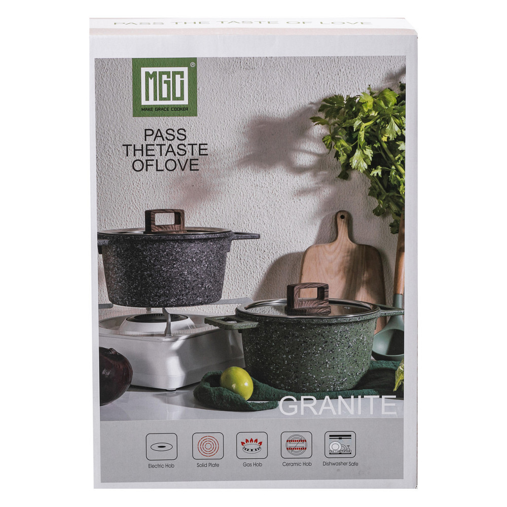 Антипригарна алюмінієва кастрюля 5,3 л з кришкою 24 см Київ - фото 6