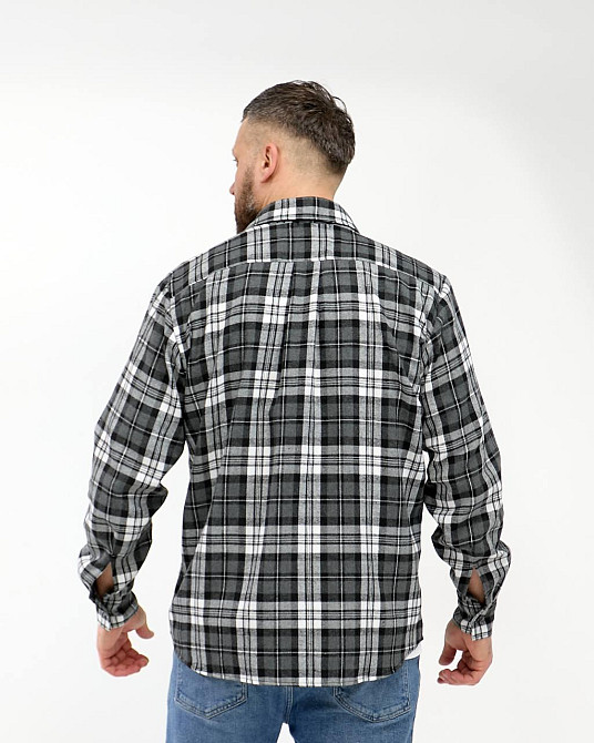 Чоловіча повсякденна картата сорочка турецький котон фланель Чорний, 54/56 Одеса - фото 3