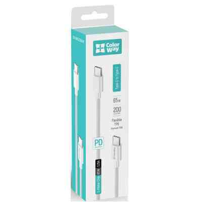 Дата кабель USB-C to USB-C 2.0m 3A 65W white ColorWay (CW-CBPDCC056-WT) Винница