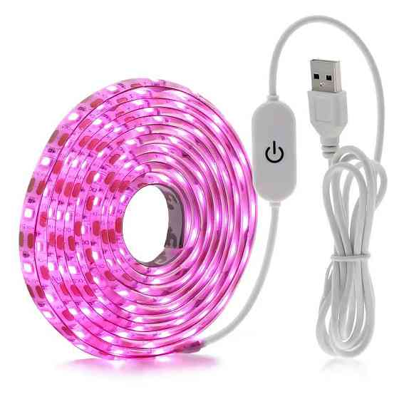 Фітолента LED SMD 2835 2м 120 світлодіодів рожева USB підсвітка для рослин Київ