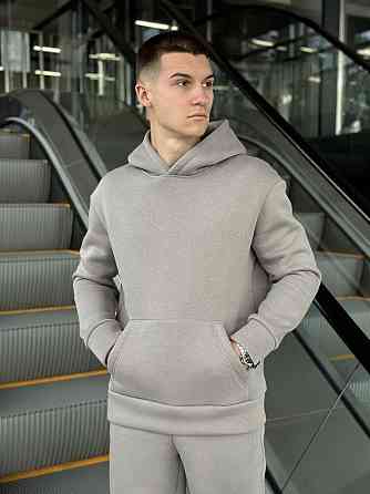 Тепле чоловіче худі на флісі з капюшоном сталеве Pobedov 008 ЗИМА Київ