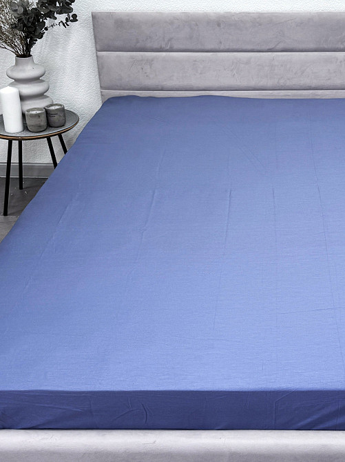 Ecotton Простирадло на резинці Ecotton 180х200 см із сатину (арт. 15-5205 Aqua Grey) синій Коломия - фото 1
