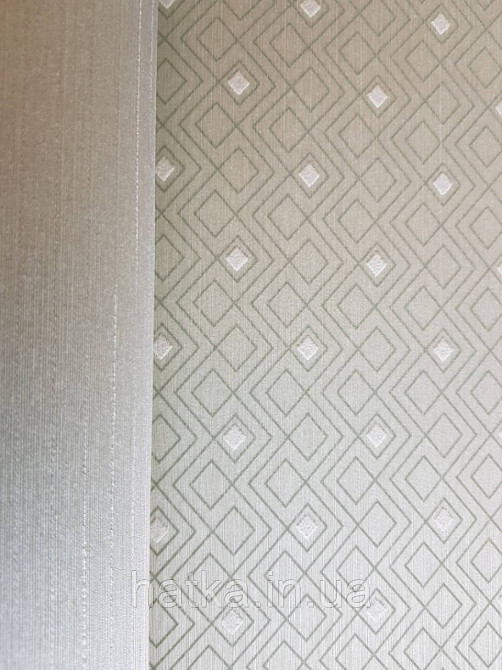 Текстильні шпалери на флізеліновій основі Cador Rasch Textil 086590 салатові ромби геометрія абстракція Київ - фото 2