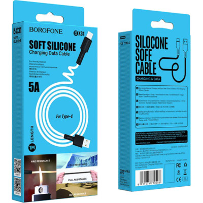 Дата кабель USB 2.0 AM to USB-C 1.0m 3A silicone BX31 white BOROFONE (6931474710406) Вінниця - фото 4