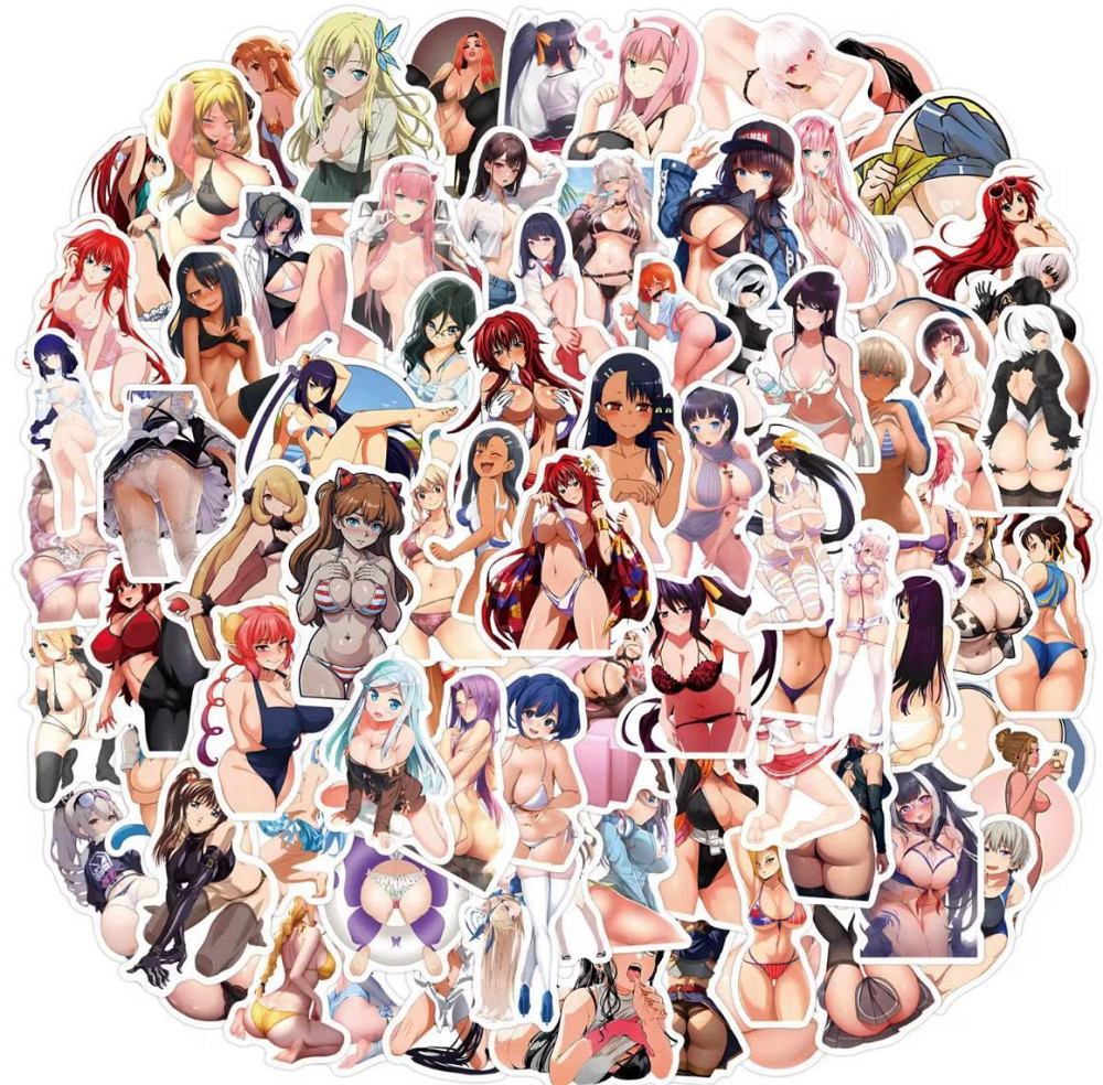Наклейки Стикеры Waifu Аниме. Водонепроницаемые эстетические Аниме наклейки 18+ ( Аниме Хентай) Набор 50 штук. Киев - изображение 7