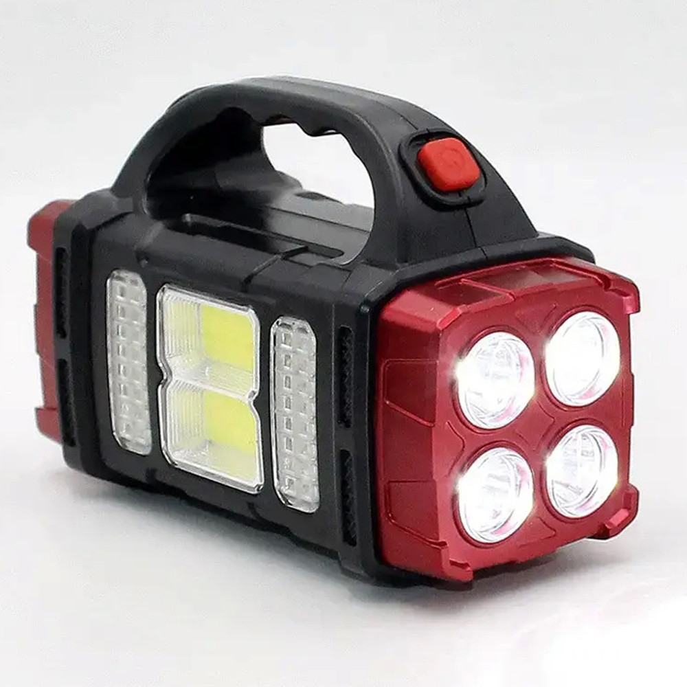 Світлодіодний ручний ліхтар Starnearby з акумулятором, на сонячній батареї (Чорний/Червоний, 46LED, 25Вт) Николаев - изображение 2