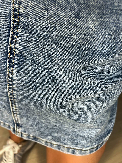 Спідниця джинсова жіноча Vanver 8118 з розрізом ззаду великі розміри блакитна, блакитний, 4О, 40, 112 см, 140 см Київ - фото 5