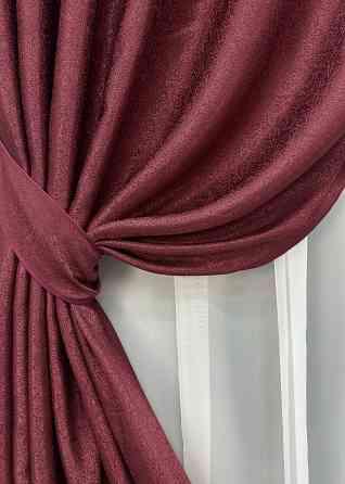 Комплект готових штор VR-Textil Софт "Люкс" № 753ш Бордовий 150х280 см 2шт (30-534) Київ