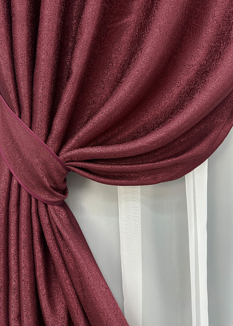 Комплект готових штор VR-Textil Софт "Люкс" № 753ш Бордовий 150х280 см 2шт (30-534) Київ - фото 5