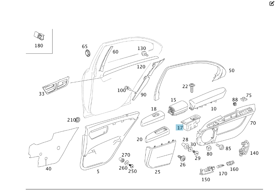 Mercedes-Benz  A2218130104 Вставка попільнички задньої лівої дверної картки S-class short W221 S-class long V221 Одесса - изображение 4