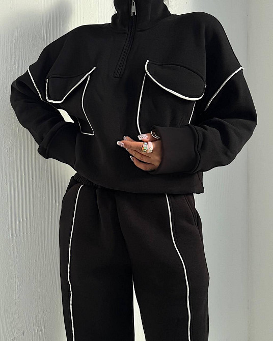 Жіночий теплий костюм двійка з кантом трьохнитка на флісі Одеса - фото 4