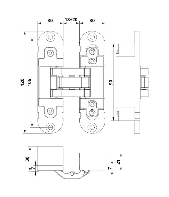 Петля прихована Otlav Invisacta унiверс.30x120 з колпачками, хром матовий Київ - фото 3