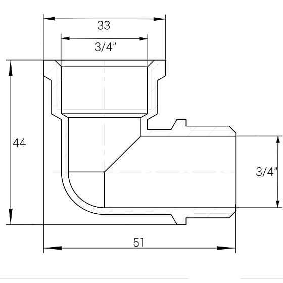 Кутник 3/4″ВЗ нікельований NL443S OPTIMUM Київ