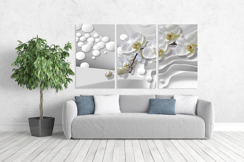 Модульная картина в гостиную / спальню Біла Орхідея    ART-012_3A Київ - фото 2
