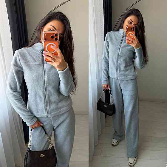 Жіночий повсякденний теплий костюм двійка: кофта на блискавці і штани турецький двосторонній фліс Одеса