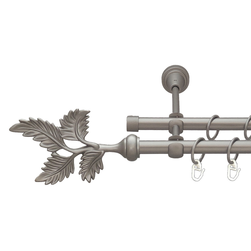 Карниз Orvit Папороть металевий дворядний відкритий Сатин 16\16 мм 240 см (6098980) Львов - изображение 1