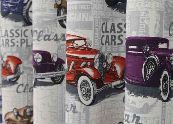 Шторная ткань, с разноцветным принтом 