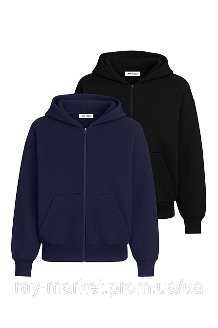 Набір жіночий худі базове 2шт RAY PREMIUM LOOSE комбінований Темно-синій/Чорний (U0409W-Navy Blue-Black) Київ - фото 1