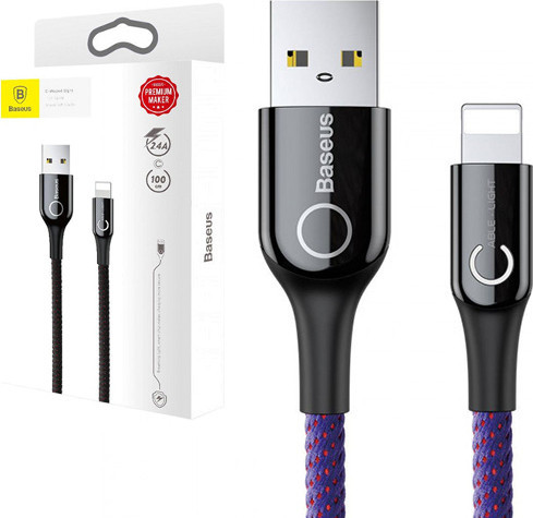 Кабель BASEUS CALCD-05 C-shaped Light Intelligent Cable Lightning 2.4A 1M фиолетовый Киев - изображение 1