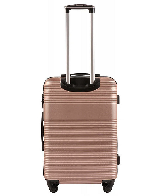 Валіза пластикова Wings 5398 середня 65 см золотисто-рожева Київ - фото 3