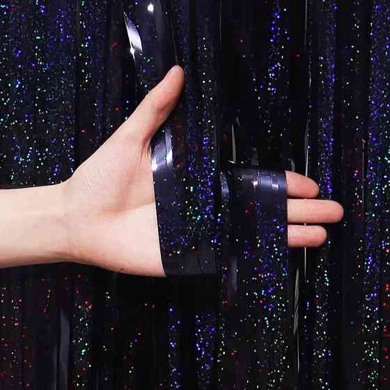 Дождик для фотозоны с голограммой 2 м на 1 м черный Киев