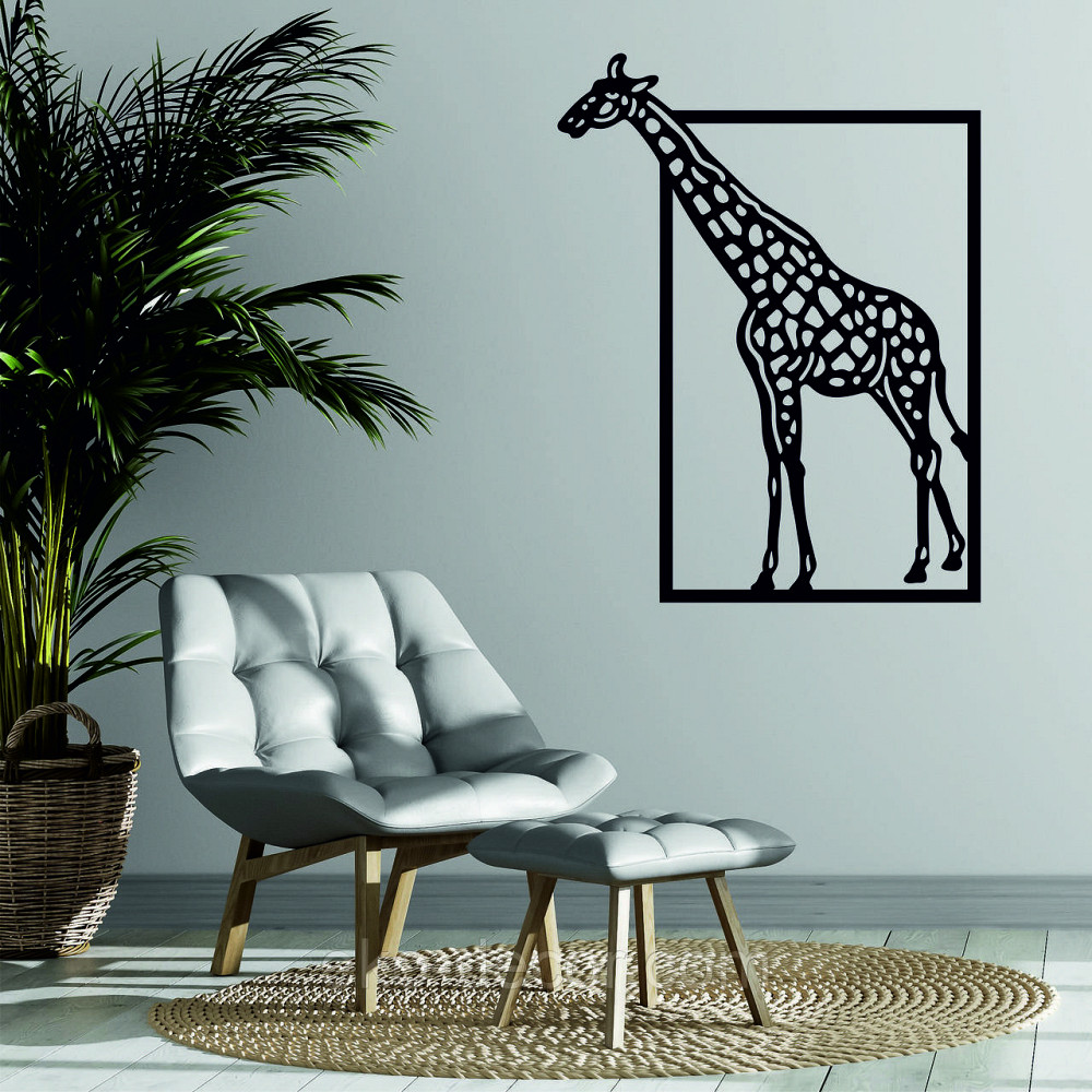 Декоративное настенное Панно «Жираф» Декор на стену 90*69 см, Черный Киев - изображение 4